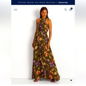 Lauren by Ralph Lauren:  Floral Crinkle Georgette Halter Gown